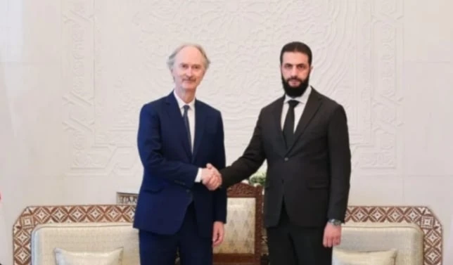 Encuentro entre el presidente transitorio de Siria y el enviado especial de las Naciones Unidas. Encuentro entre el presidente transitorio de Siria y el enviado especial de las Naciones Unidas.