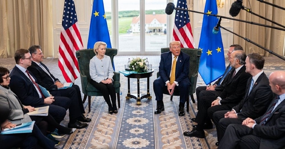 Presidente de Estados Unidos, Donald Trump, y presidenta de la Comisión Europea, Ursula von der Leyen (Foto: The New York Times)