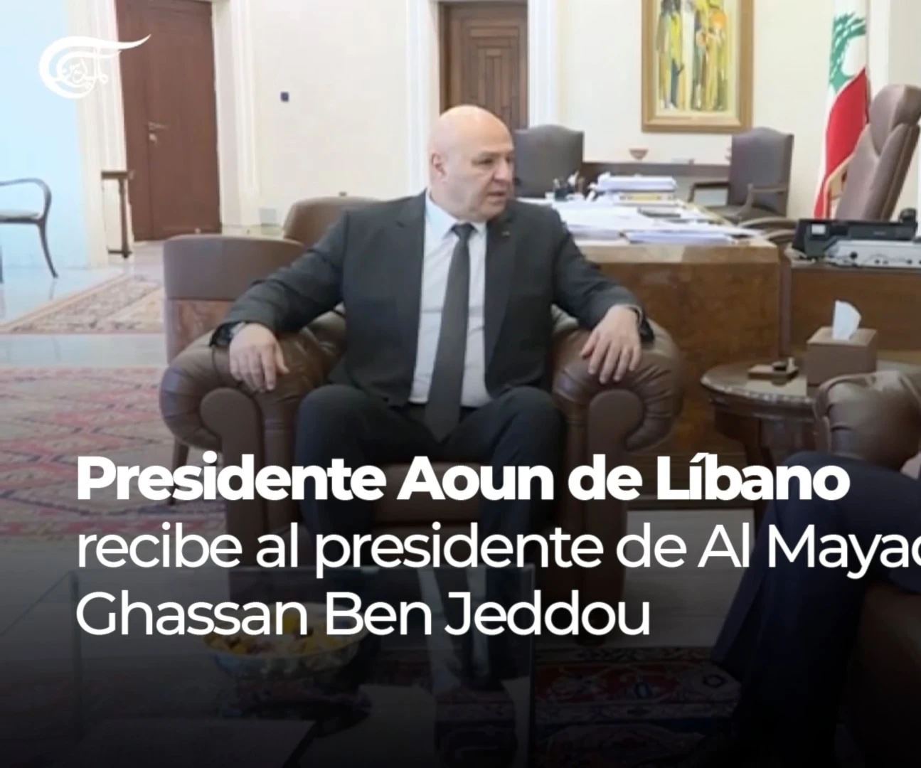 Presidente Aoun de Líbano recibe al presidente de Al Mayadeen, Ghassan Ben Jeddou
