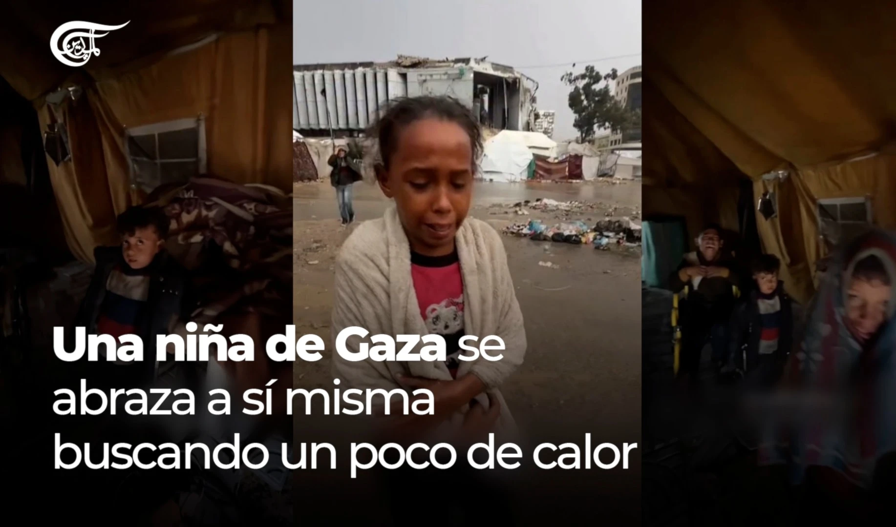 Una niña de Gaza se abraza a sí misma buscando un poco de calor