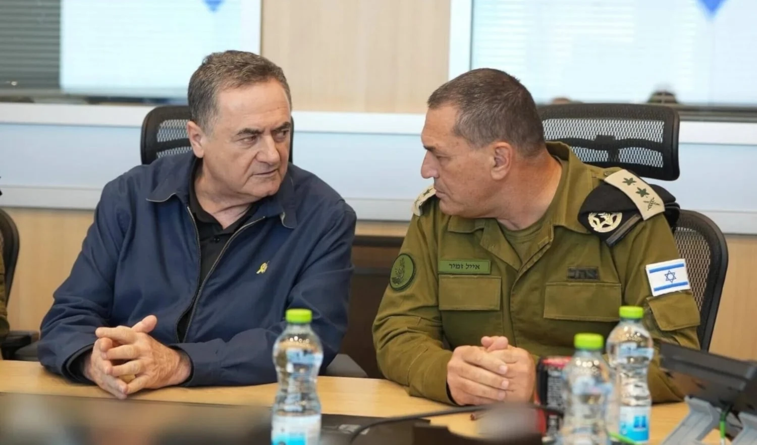 El ministro de Guerra, Ysrael Katz, y el jefe del Estado Mayor, Eyal Zamir. (Foto: Medios israelíes)