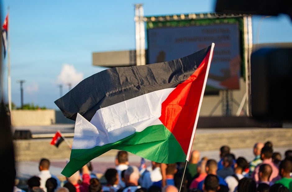 Acto de solidaridad con Palestina en La Habana. (Foto: Cubadebate)