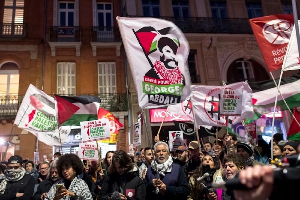 Manifestaciones en Toulouse para exigir la liberación del activista libanés George Abdallah.