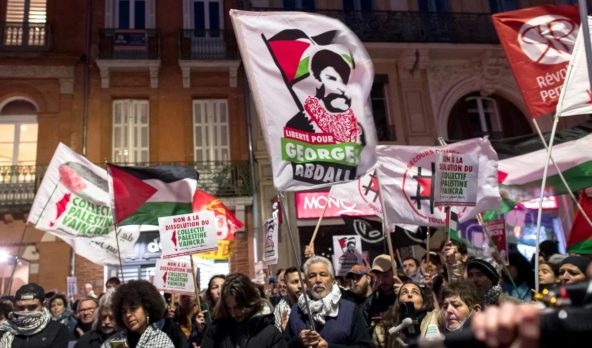 Manifestaciones en Toulouse para exigir la liberación del activista libanés George Abdallah.