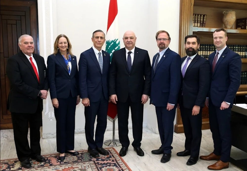 El presidente del Líbano, Joseph Aoun, durante su encuentro con la delegación del Congreso de Estados Unidos. 