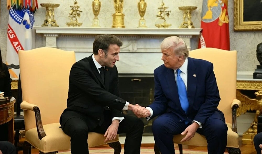 Presidentes de Estados Unidos y Francia durante reunión en la Oficina Oval de la Casa Blanca. 24 de febrero de 2025 (Foto: AFP)