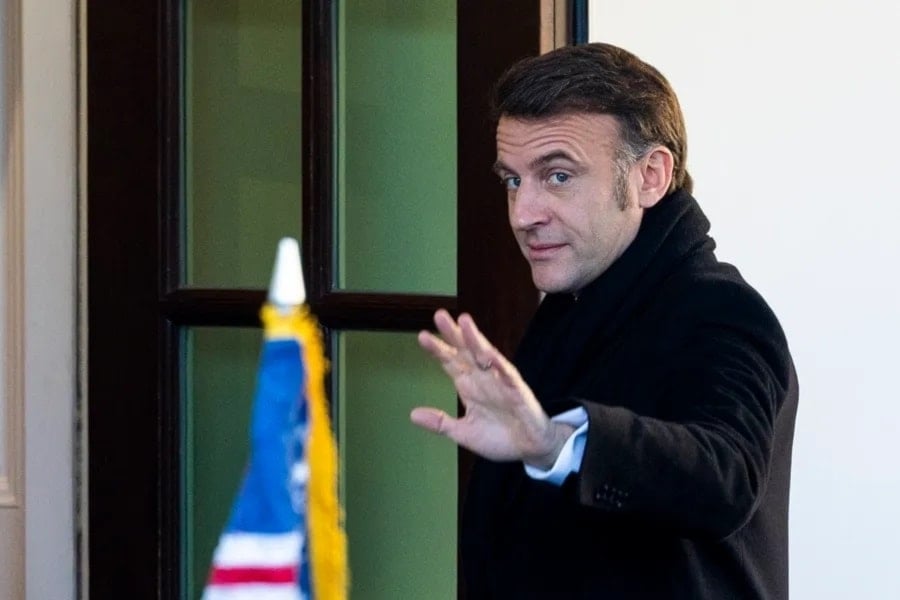 El presidente de Francia, Emmanuel Macron, a su llegada a la Casa Blanca para una reunión con su homólogo de Estados Unidos, Donald Trump, este 24 de febrero de 2025, en Washington. Foto: EFE