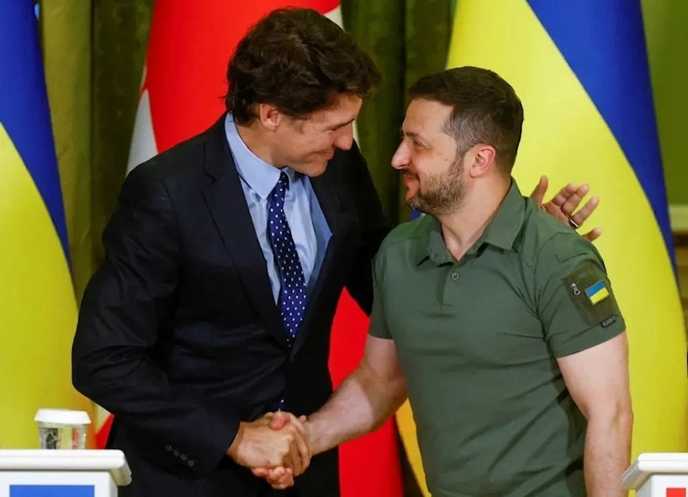 El primer ministro de Canadá, Justin Trudeau, y el presidente de Ucrania, Volodymyr Zelensky.