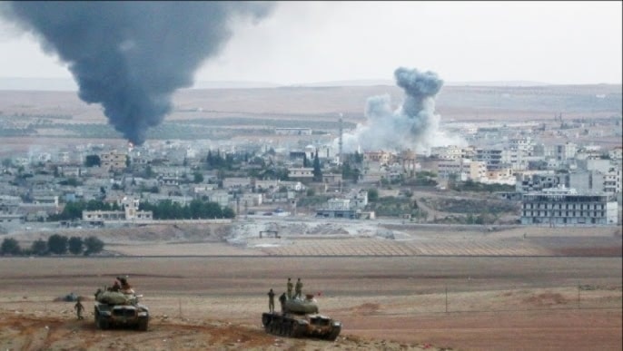Ataque turco contra la localidad siria de Kobani.