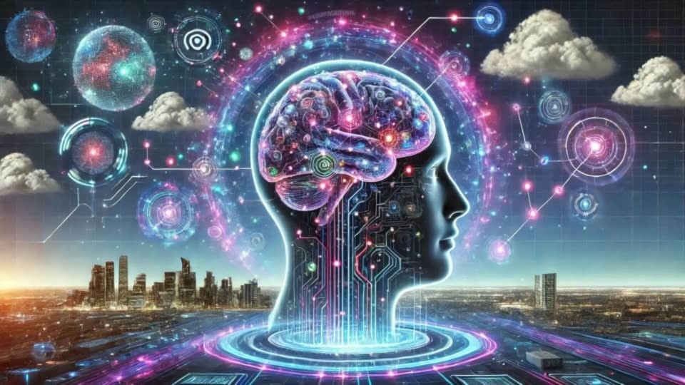 Científicos trabajan en interfaces cerebro-máquina que permitirían comunicarnos con el mundo digital sin mover un solo dedo. Ilustración artística: DALL-E.