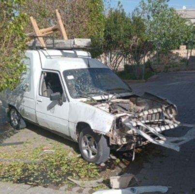 Vehículo atacado en la ciudad de Alma al-Shaab (Foto: Redes Sociales)
