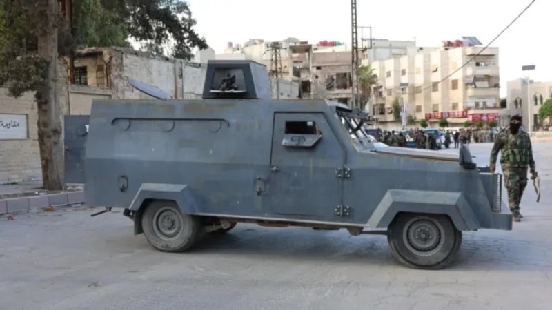 Fuerzas de seguridad sirias durante un conflicto armado en la ciudad de Jaramana, en Damasco.