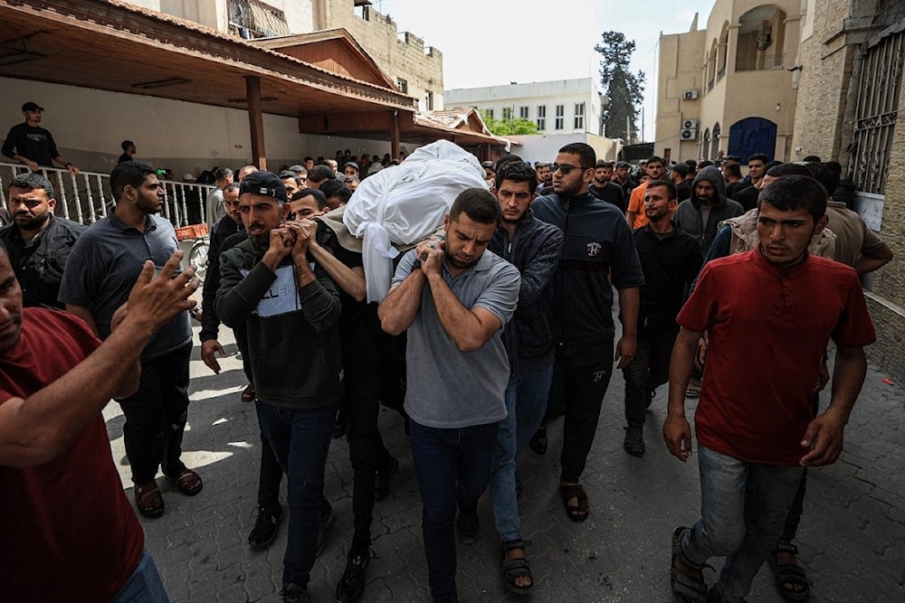 Funeral del periodista Hassan Aslish, asesinado en Gaza a manos de 