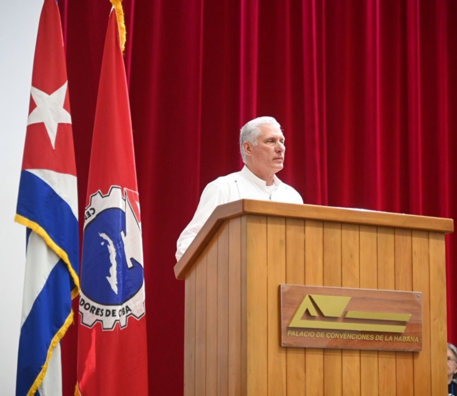 El presidente  Miguel Díaz-Canel Bermúdez pronunció las palabras centrales del Encuentro de -Solidaridad con Cuba celebrado en La Habana.