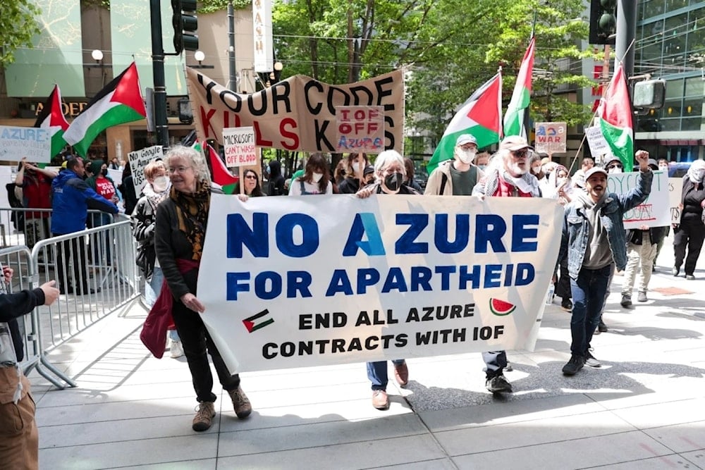 El grupo No Sky Blue for Apartheid protesta contra Microsoft por apoyo a 