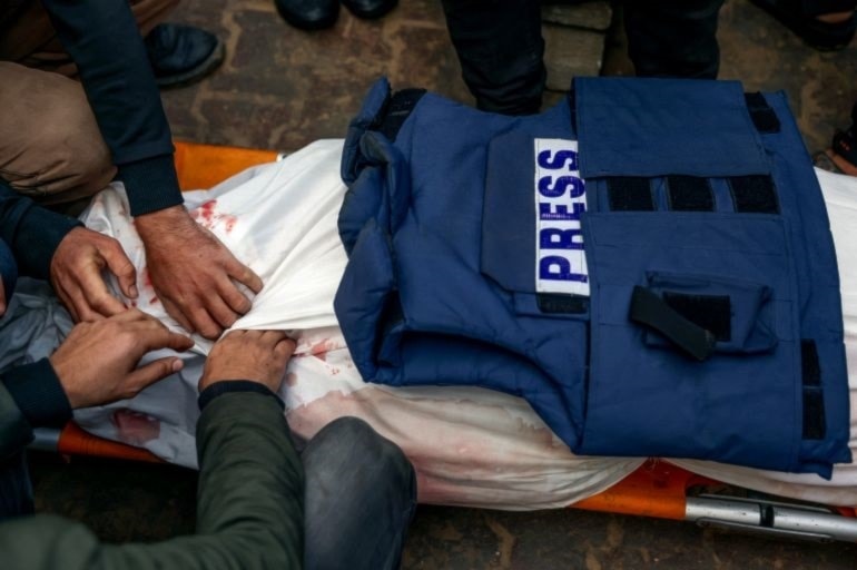 Luto en el Día Mundial de Libertad de Prensa. Foto: AFP. 