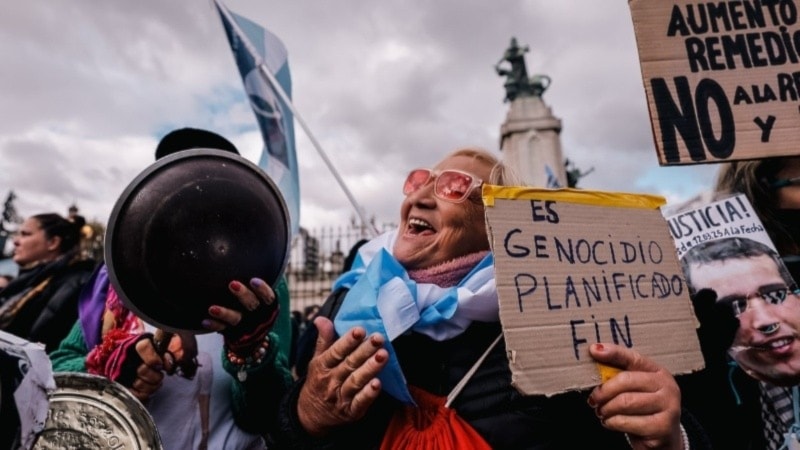 Marcha de jubilados en Argentina.