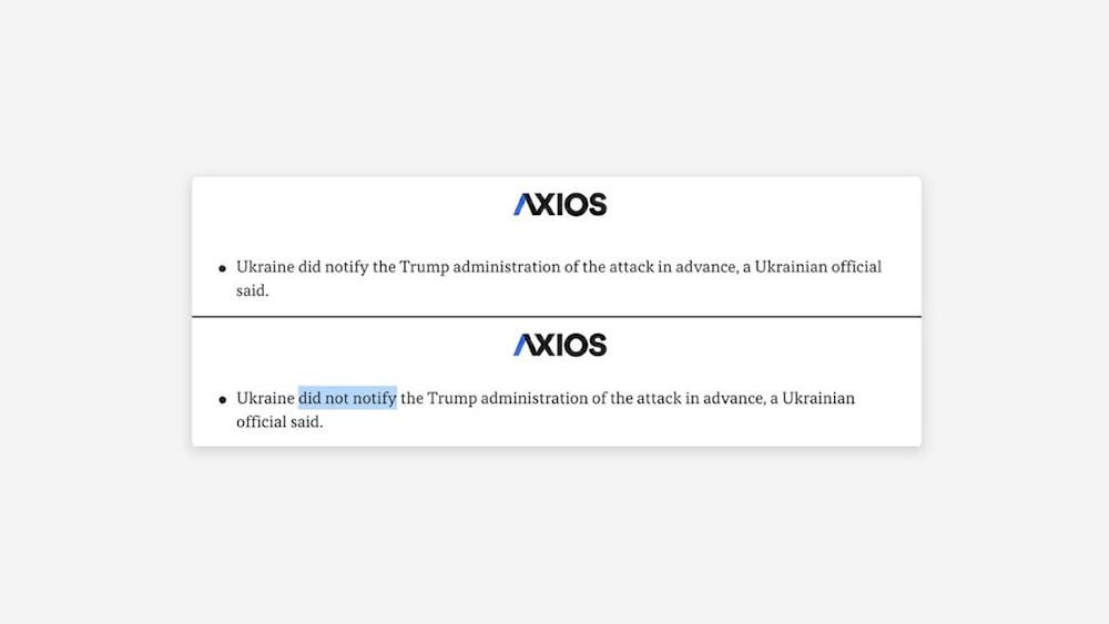 Axios rectifica informe sobre ataques ucranianos a aeródromos rusos. Foto: RT