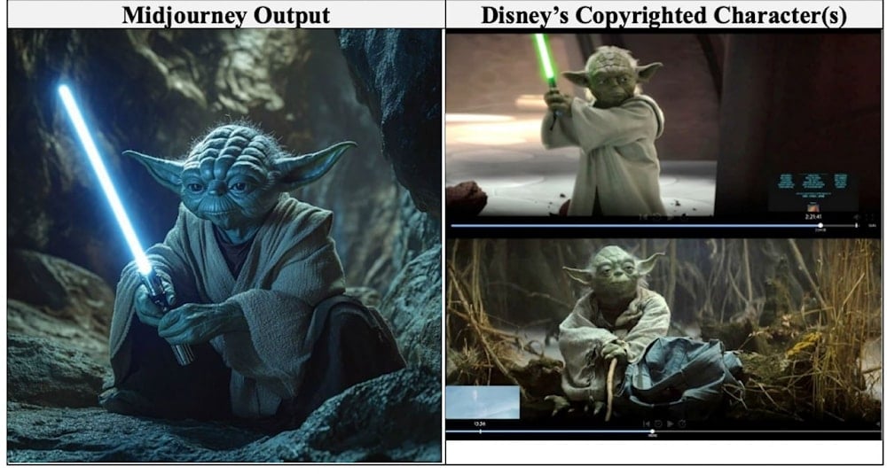 Disney y Universal demandaron a Midjourney por uso indebido de IAEvidencia presentada en la demanda. Foto: The Hollywood Reporter.