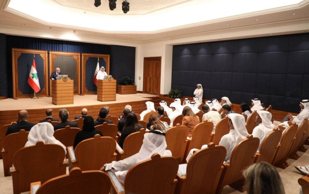 Conferencia de prensa conjunta de los primeros ministro de Líbano y Qatar.