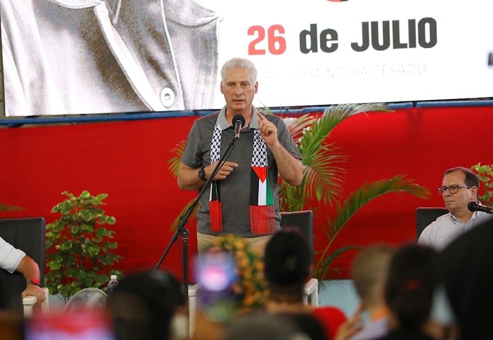 El presidente cubano, Miguel Díaz-Canel, compartió con los más de 400 amigos de Cuba que participaron en el acto solidario. (Foto: Estudios Revolución)