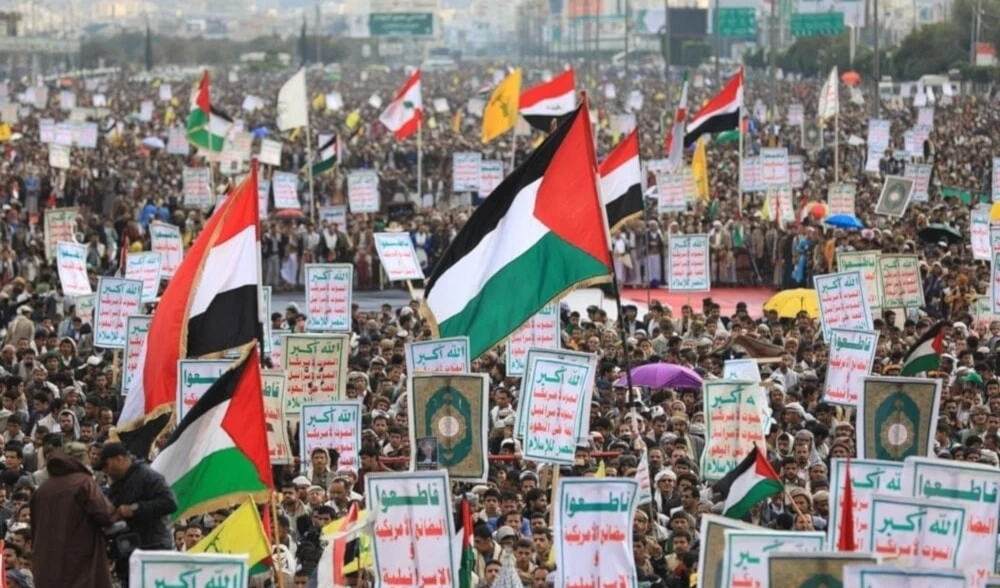Manifestaciones populares en Yemen a favor de Palestina.