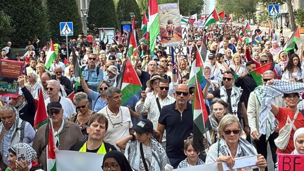 Activistas en Francia marchan en solidaridad con el pueblo palestino en la Franja de Gaza, en medio de la crisis humanitaria y el plan de 