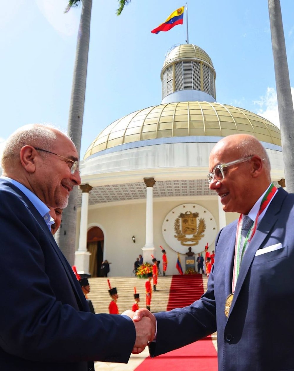Jorge Rodríguez y Mohammad Baqer Galibaf durante un encuentro anterior en Venezuela. (Foto: @JorgeRodriguezPsuv)