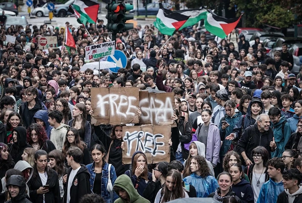 Manifestación de estudiantes en solidaridad con Gaza en Turín, este lunes. (Foto: EFE)