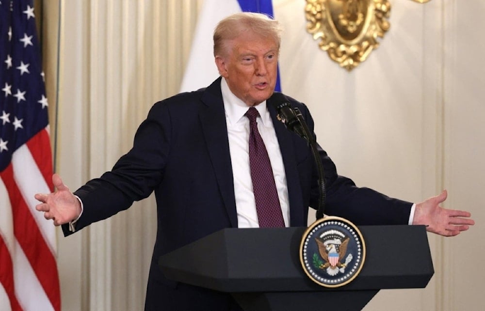 Trump durante una conferencia de prensa conjunta con Netanyahu en la Casa Blanca (Foto: AFP)